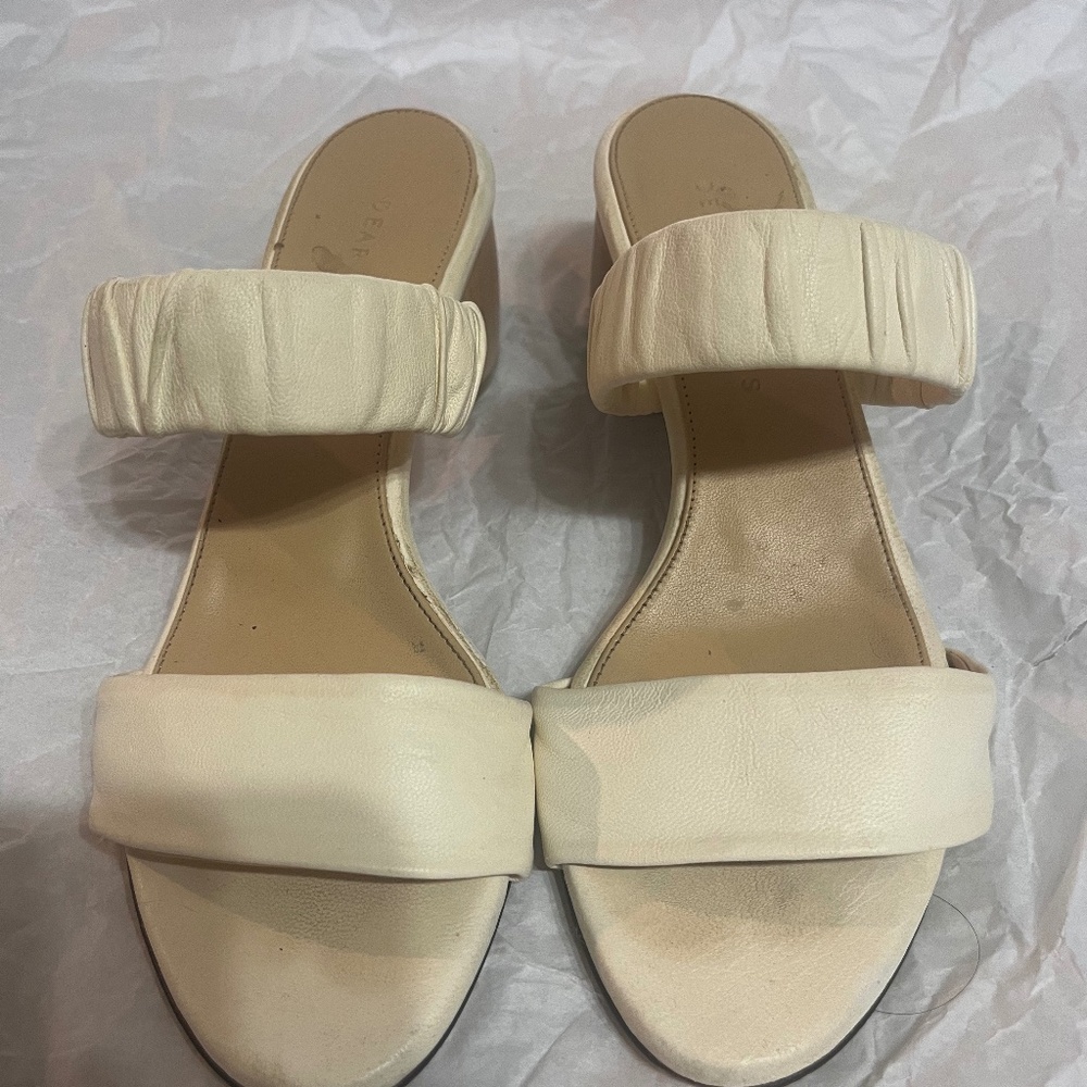 Dear Frances double strap Leather Mules in white
